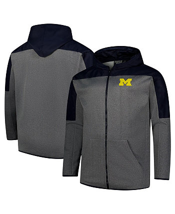 Мужская синяя и серая толстовка на молнии с капюшоном Michigan Wolverines Fanatics