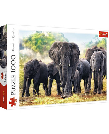Пазл Африканские слоны, 1000 деталей Trefl