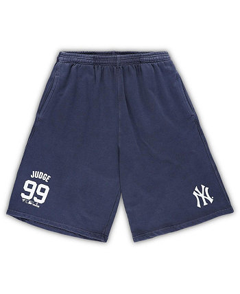 Мужские темно-синие шорты двойной вязки Aaron Judge New York Yankees Big and Tall с прострочкой Profile