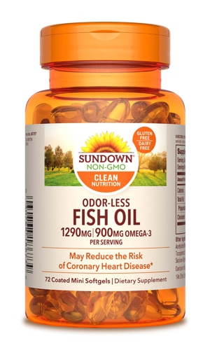 Рыбий жир омега-3 без запаха Sundown Naturals -- 1290 мг -- 60 мягких таблеток с покрытием Sundown Naturals