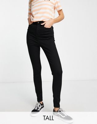 Черные джинсы скинни с завышенной талией DTT Tall Ellie Don't Think Twice