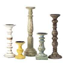 Multi-Color Distressed Wooden Candleholders - Set of 5 A&B Home