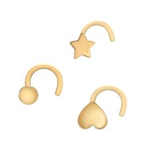 14k Gold 3-Pair 2 mm Curved Nose Stud Set LILA MOON