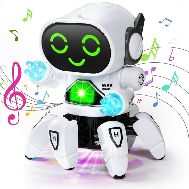 HopeRock Robot Toys for Kids, Smart Electronic Robot Walking Dancing for Todller with Lights/Music, Birthday Christmas Gift for Ages 3 4 5 6+ Boys and Girls, White HopeRock