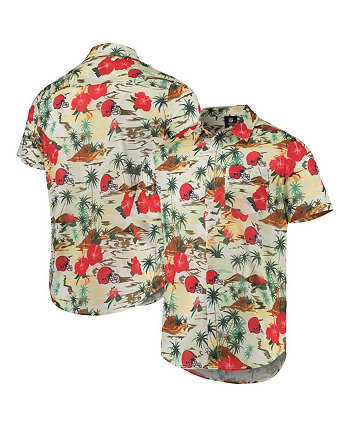 Мужская кремовая рубашка Cleveland Browns Paradise с цветочным принтом на пуговицах FOCO