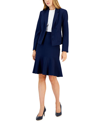 Костюм с юбкой из крепа и оборками на пуговицах спереди, обычные и миниатюрные размеры Le Suit