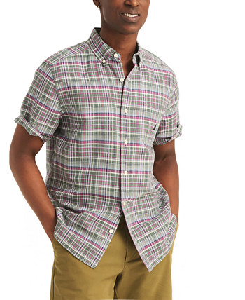 Men's Plaid Short Sleeve Button-Down Shirt Nautica