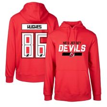 Men's Levelwear Jack Hughes Red New Jersey Devils Podium Name & Number Pullover Hoodie LevelWear