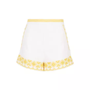 St Lucia Gina Embroidered Cotton-Blend Shorts SECRET MISSION