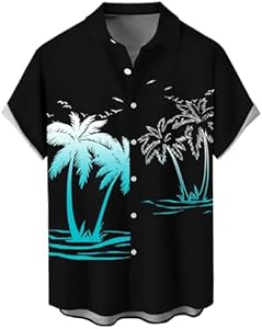 Hawaiian Shirts for Men Loose Short Sleeve Mens Beach Shirts Resort Casual Shirts WRITKC