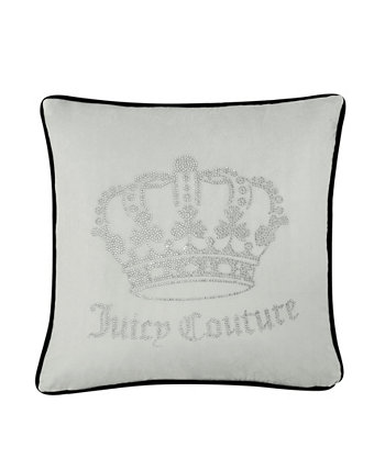 Бархатная декоративная подушка с короной из горного хрусталя 20 x 20 дюймов Juicy Couture