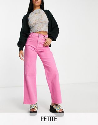 DTT Petite high waist wide leg jeans in pink  Don't Think Twice Petite