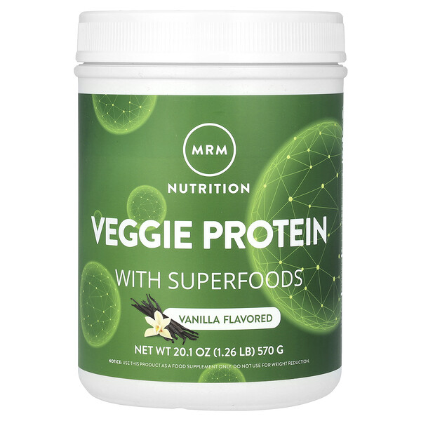 Вегетарианский протеин с суперпродуктами, ваниль, 1,26 фунта (570 г) MRM