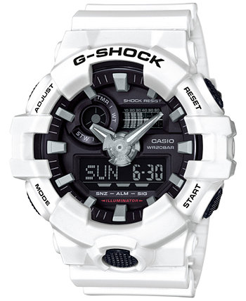 Мужские аналогово-цифровые часы с белым полимерным ремешком, 54 мм GA700-7A G-Shock