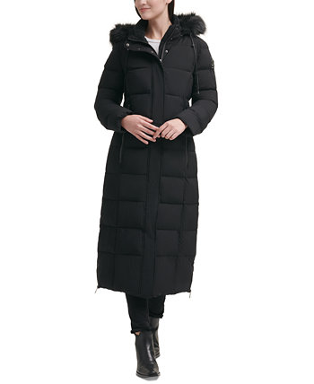 black maxi length padded coat