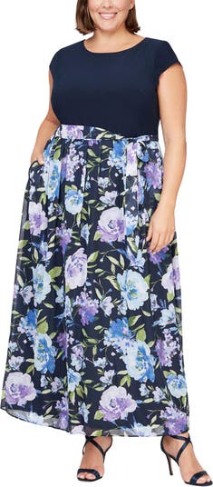 Макси-платье с цветочной юбкой SLNY