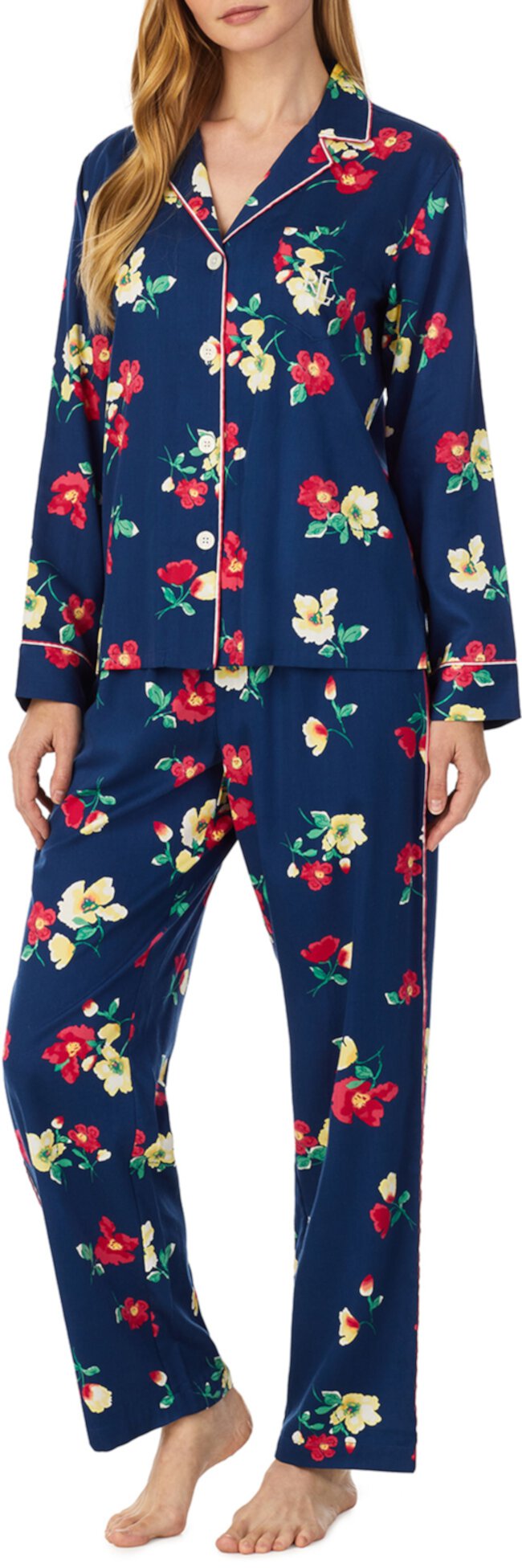 Сатиновый пижамный комплект Notch LAUREN Ralph Lauren