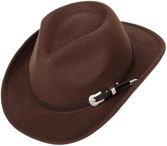 Kids Western Cowgirl-Cowboy Felt-Fedora-Hat Girls Boys Wide-Brim Retro-Rodeo Panama-Cap Gus-Buckle-Belt for 5-9T Bawnhaw