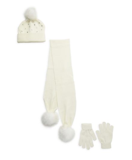 Шапка-бини, шарф и помпон из трех частей с аппликацией в виде звезд для девочек Набор перчаток Angel Face