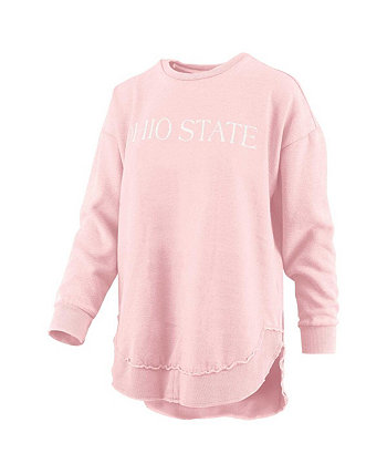 Женский розовый рваный пуловер-пончо в винтажном стиле с надписью Ohio State Buckeyes Seaside Springtime Pressbox