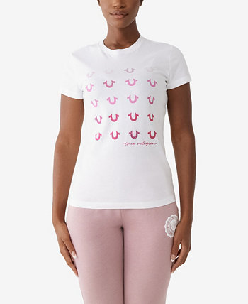 Женская облегающая футболка с круглым вырезом подковы с эффектом омбре True Religion