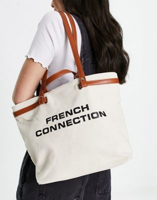 Натуральная пляжная сумка с логотипом French Connection French Connection