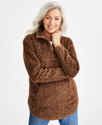 Пуловер из шерпы Petite с молнией в четверть, созданный для Macy's Style & Co