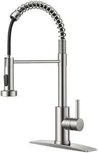 FORIOUS Kitchen Faucets, Kitchen Sink Faucet with Pull Down Sprayer, Commercial Kitchen Faucet Stainless Steel, Black Brushed Classic Single Handle Pull Out Sink Faucets for Laundry Utility Room RV FORIOUS