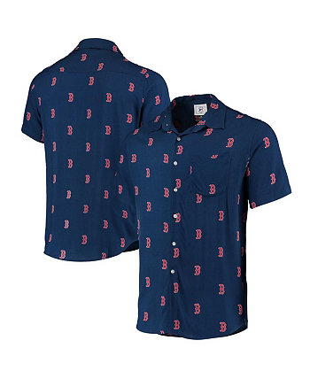 Мужская темно-синяя рубашка на пуговицах с логотипом Boston Red Sox Mini FOCO