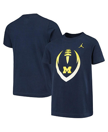 Темно-синяя футболка Big Boys Michigan Wolverines Sideline Icon Jordan