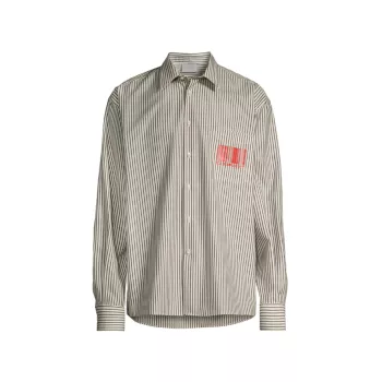Barcode Striped Button-Front Shirt VTMNTS