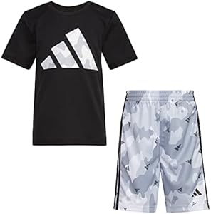 adidas Boys Short Sleeve T-shirt and Poly Shorts 2-piece Set Adidas