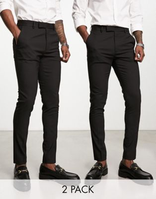 Узкие брюки в черном цвете (2 шт.) ASOS DESIGN для мужчин ASOS DESIGN