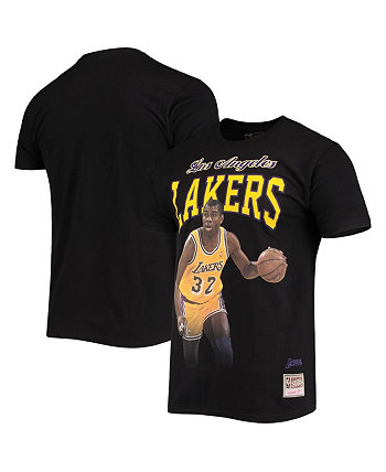 Мужская футболка Magic Johnson Black Los Angeles Lakers Hardwood Classics Courtside Player Mitchell & Ness