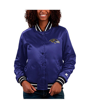 Женская фиолетовая университетская куртка из атласа с длинными кнопками Baltimore Ravens Full Count Starter