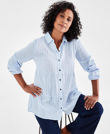 Женская рубашка с текстурными полосами Style & Co Style & Co
