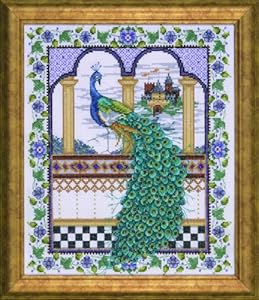 Design Works Crafts Counted Cross Stitch, Peacock, 10 by 12 inches,Gold,White Design Works