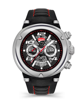 Мужские кварцевые черные силиконовые часы из натуральной кожи 49 мм Ducati Corse