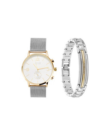 Мужские аналоговые часы-браслет из металлического сплава серебристого цвета, 42 мм и браслет Jones New York