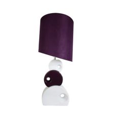 Элегантный дизайн Пурпурно-белая круглая керамическая настольная лампа с асимметричным абажуром Elegant Designs
