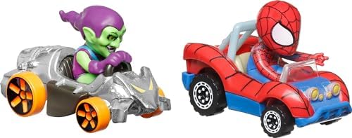 Игрушечный транспорт Hot Wheels Набор из 2-х автомобилей RacerVerse с водителями Бэтменом и Чудо-Женщиной, оптимизированный для трека RacerVerse Hot Wheels