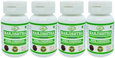 Natural and Pure Herbal Rubia CORDIFOLIA (Manjishtha, Majeeth, Manjith) Extract Capsules | Highest Potency, 100% Natural Product | Pack of 60 x 500 mg. Veg. Capsules (Pack of 1) Morsan Nutraveda