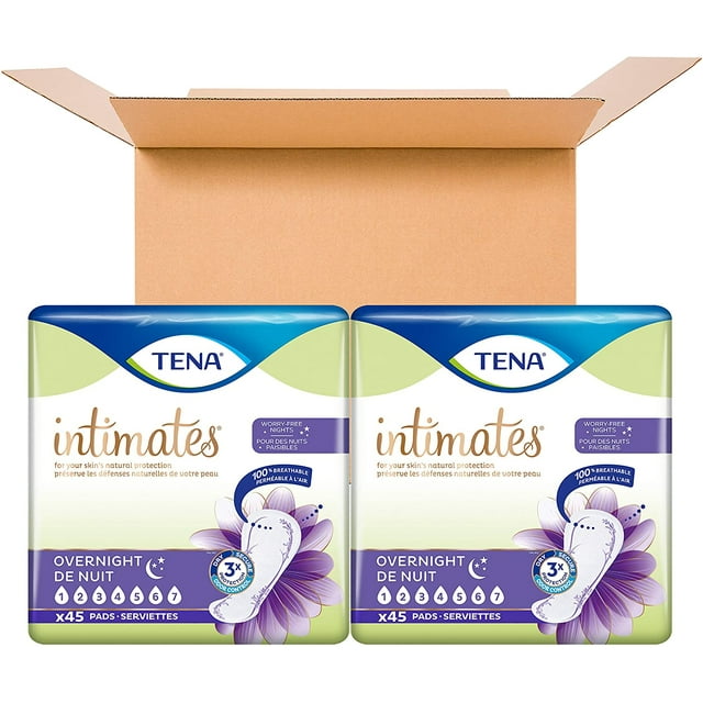 Tena Intimates Overnight Absorbency Incontinence/Bladder Control Pad with Lie Down Protection, 90 ct Tena