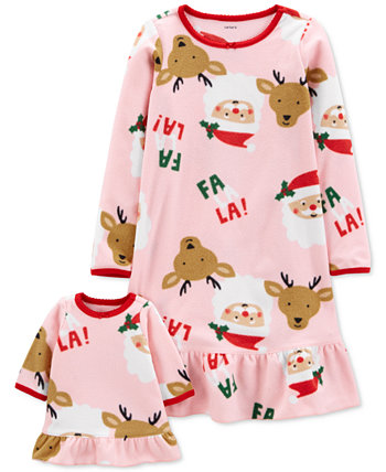 Комплект ночной рубашки Санта-Клауса и кукольной ночной рубашки для маленьких девочек Carter's