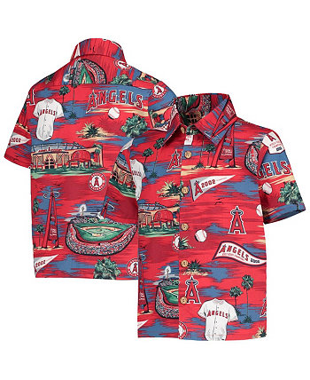Boys Youth Blue Los Angeles Angels Scenic Button-Up Top Reyn Spooner