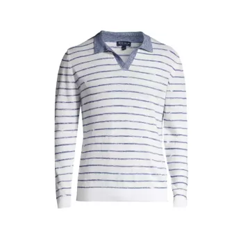 Crown Crafted Triste Striped Linen &amp; Wool-Blend Sweater Peter Millar
