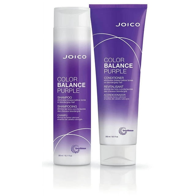 Joico Color Balance Purple Shampoo & Conditioner Set, Eliminate Brassy and Yellow tones, for Cool Blonde or Gray Hair 8. 5 Fl Oz/10.1 Fl Oz Joico