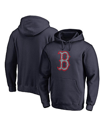 Мужской темно-синий пуловер с капюшоном Boston Red Sox со статическим логотипом Fanatics
