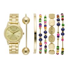 Женские золотистые часы Folio и комплект из разноцветных браслетов Folio