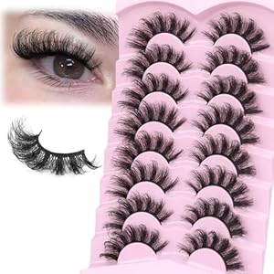 Mink Lashes Cat Eye Fluffy False Lashes Fox Eye False Eyelashes Lashes Natural D Curl Volume Fake Eyelashes Soft Handmade Lashes that Look Like Extensions Lashes Pack Zanlufly